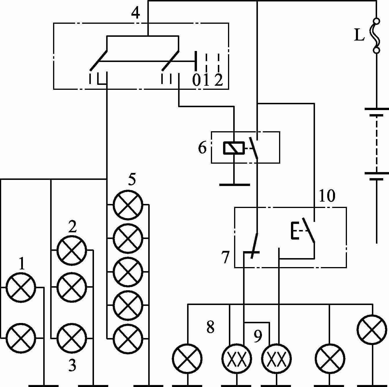 商用车与照明电路元件连接图