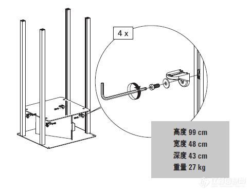 色谱仪与储物柜与悬挂托辊距离