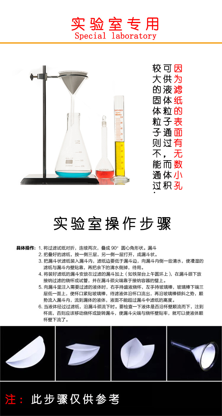 车铃与定量滤纸的使用范围