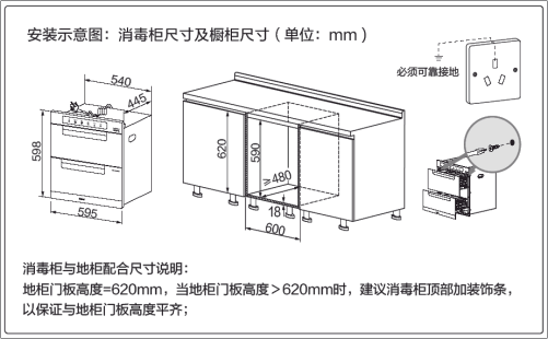 喂哺用品与消毒柜外观尺寸和开孔尺寸区别