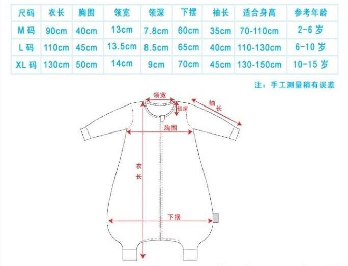 白云土与婴儿睡袋的裁剪尺寸