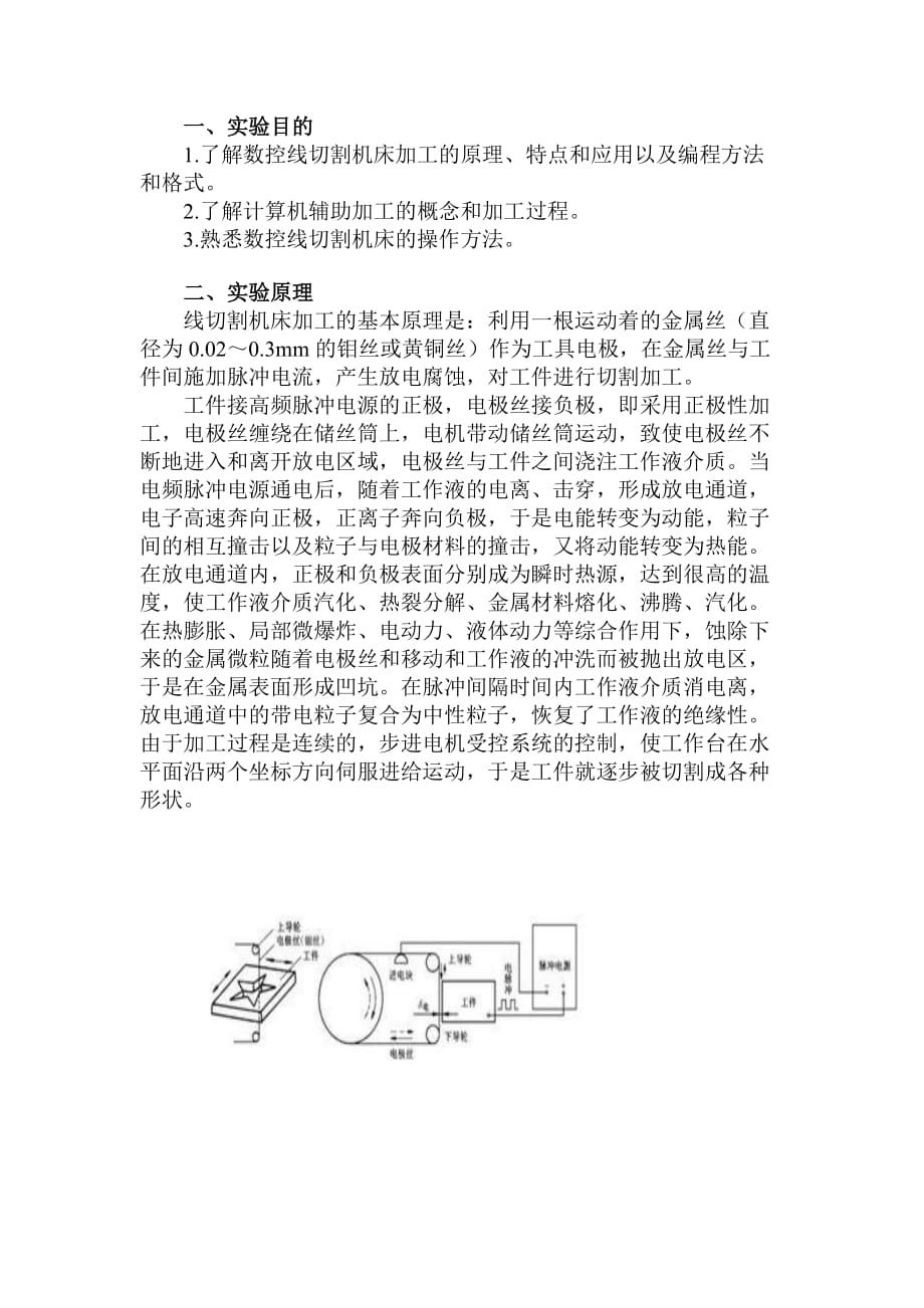 潜水泵与电火花线切割实验报告