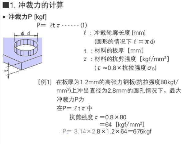 中华与冲模冲裁力计算