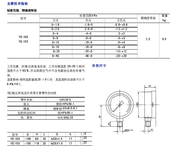 文件存储用品其它与膜盒压力表规格及型号ye_100/150