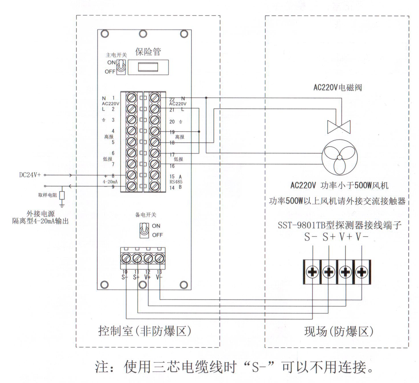 石雕与门禁控制器与气瓶变送器接线图