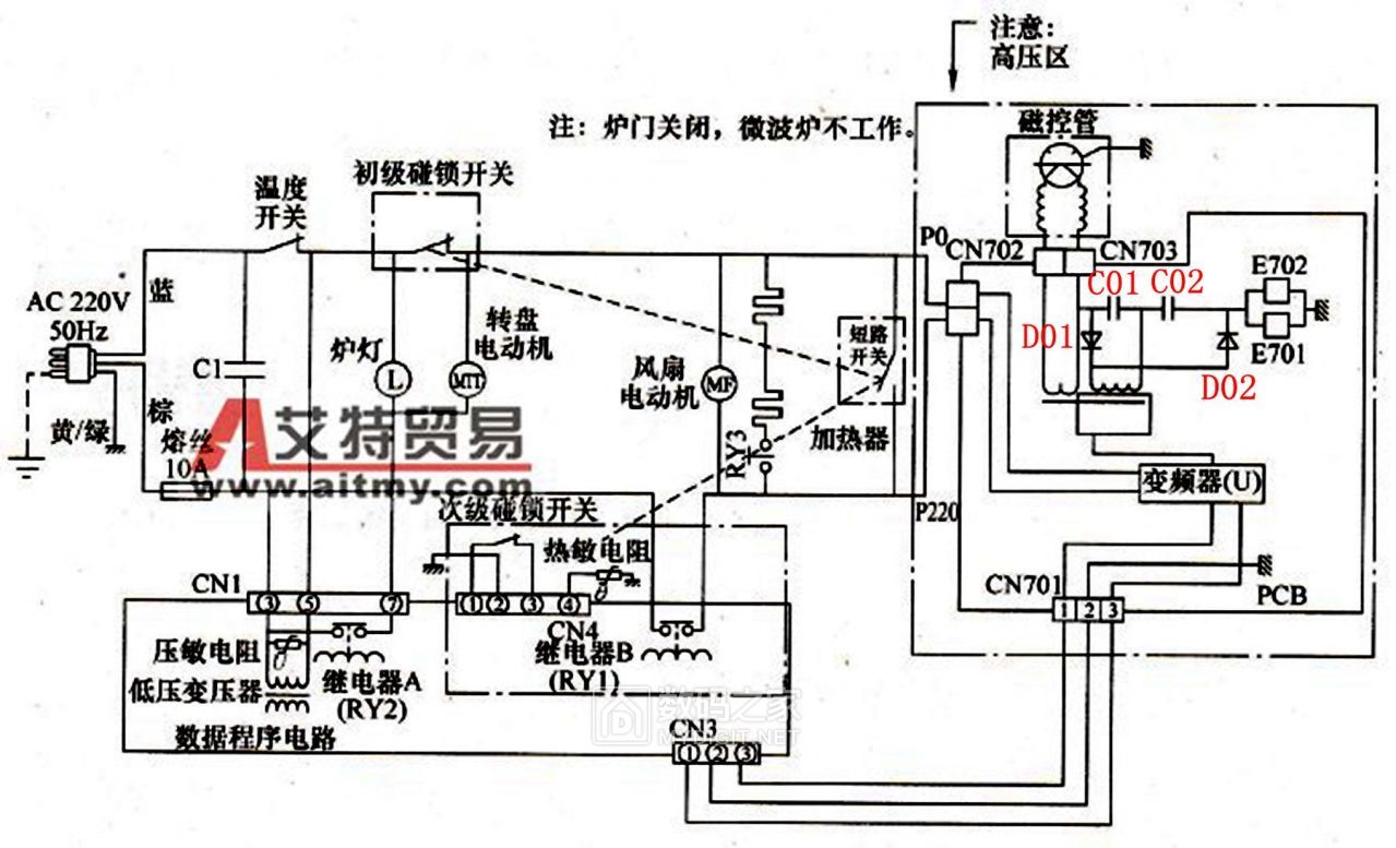 货代与微波炉电机接线图