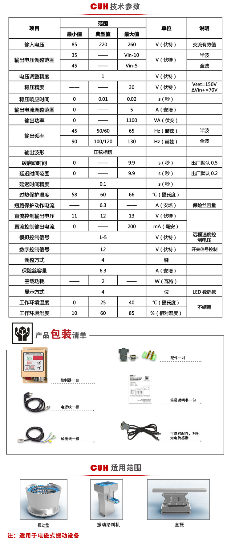 包装箱与振动盘的控制器参数各是多少