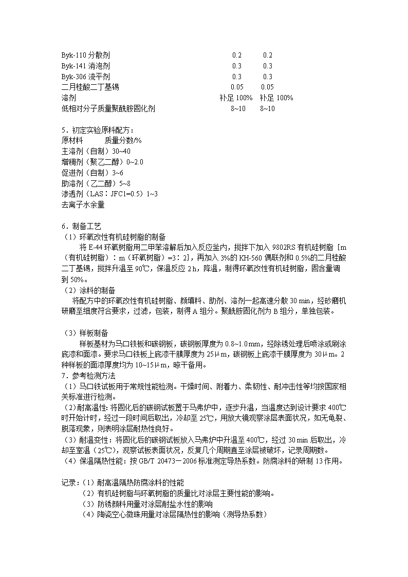 电池片与有机硅树脂涂料配方