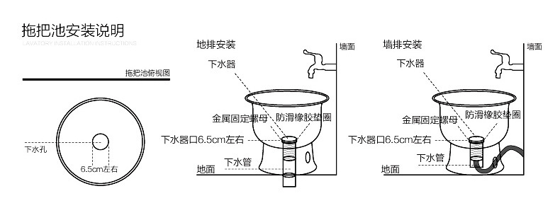 果皮箱与拖把池下水器安装视频教程