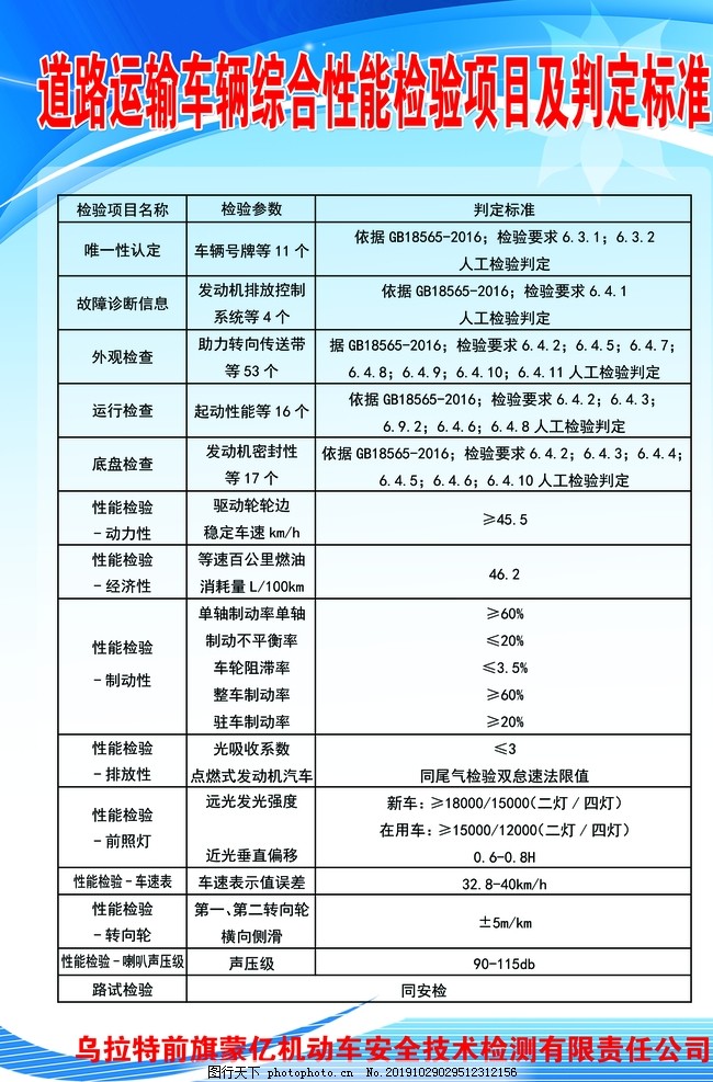 检定装置与运输车的主要技术性能