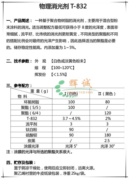 其它聚合物与消光剂配方