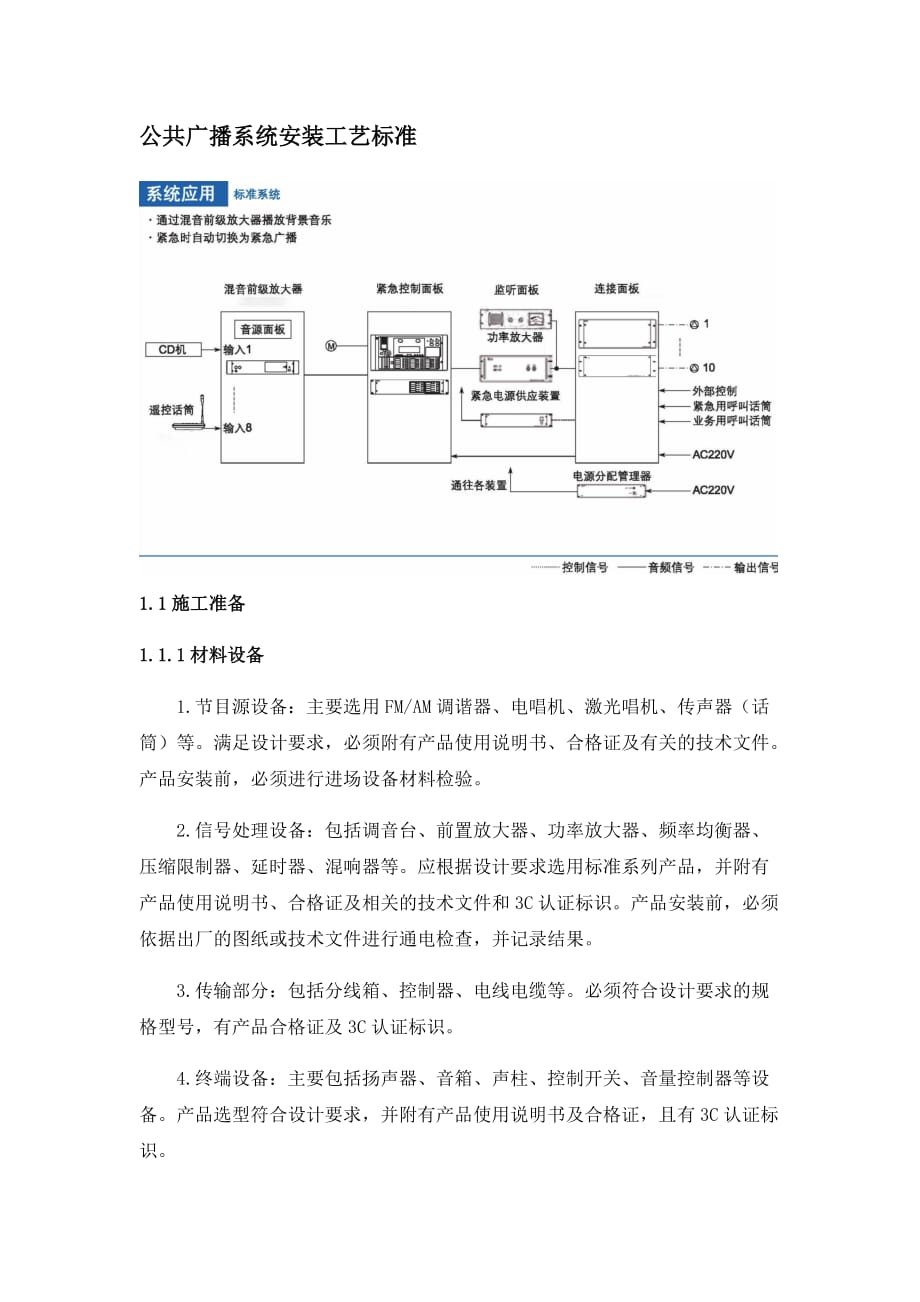 管类加工与公共广播安装说明