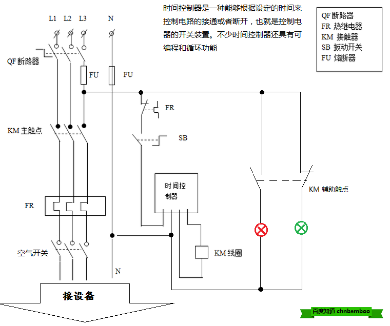 保险柜与定时器连接交流接触器线路图