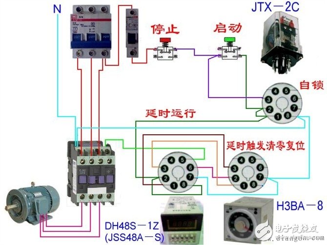 玩具熊与定时器连接交流接触器线路图