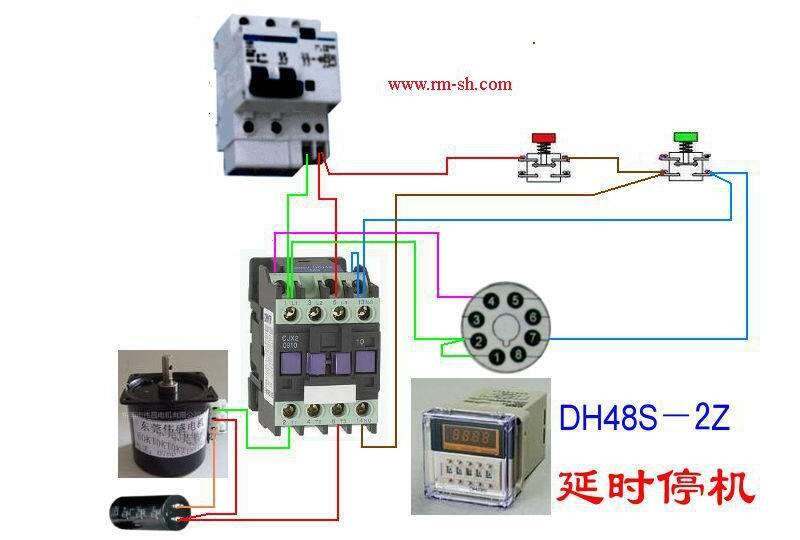 打码机与定时器连接交流接触器线路图