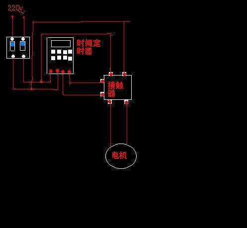 服装革与定时器连接交流接触器线路图