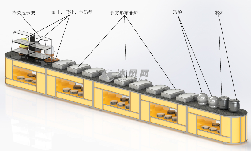 自助餐设备与活动房结构图