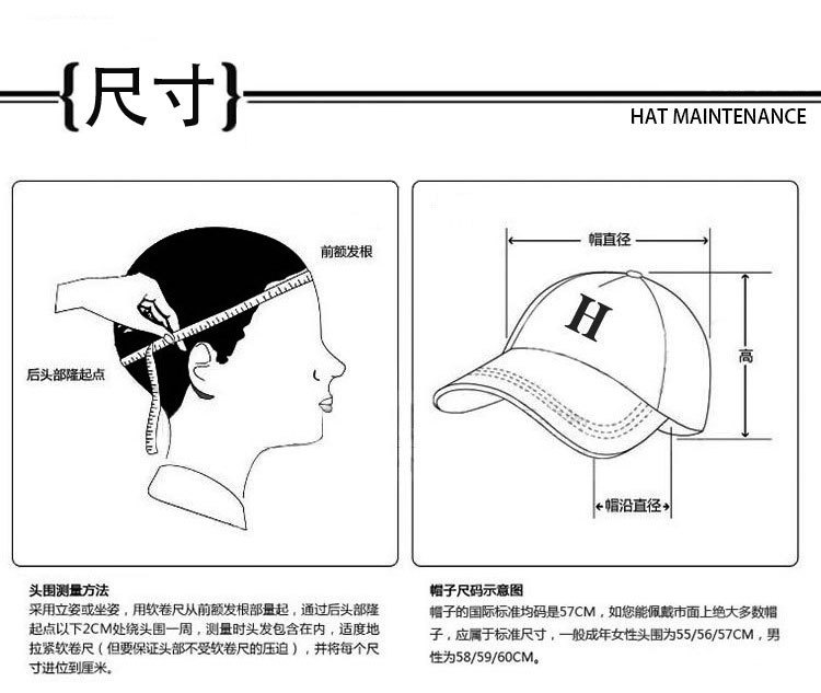 鸭舌帽与电子模卡的标准尺寸