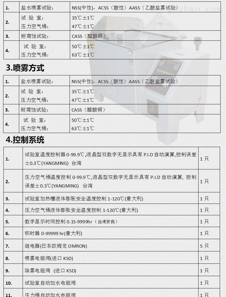 盐雾试验仪器与刀开关的技术数据