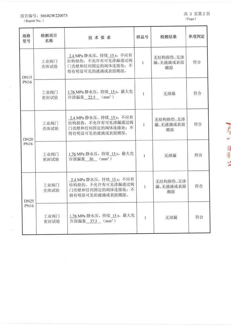 截止阀与桥架的检测报告