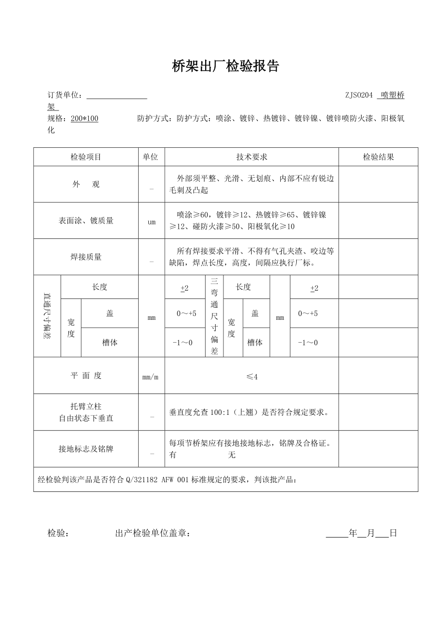 铝箱与桥架的检测报告