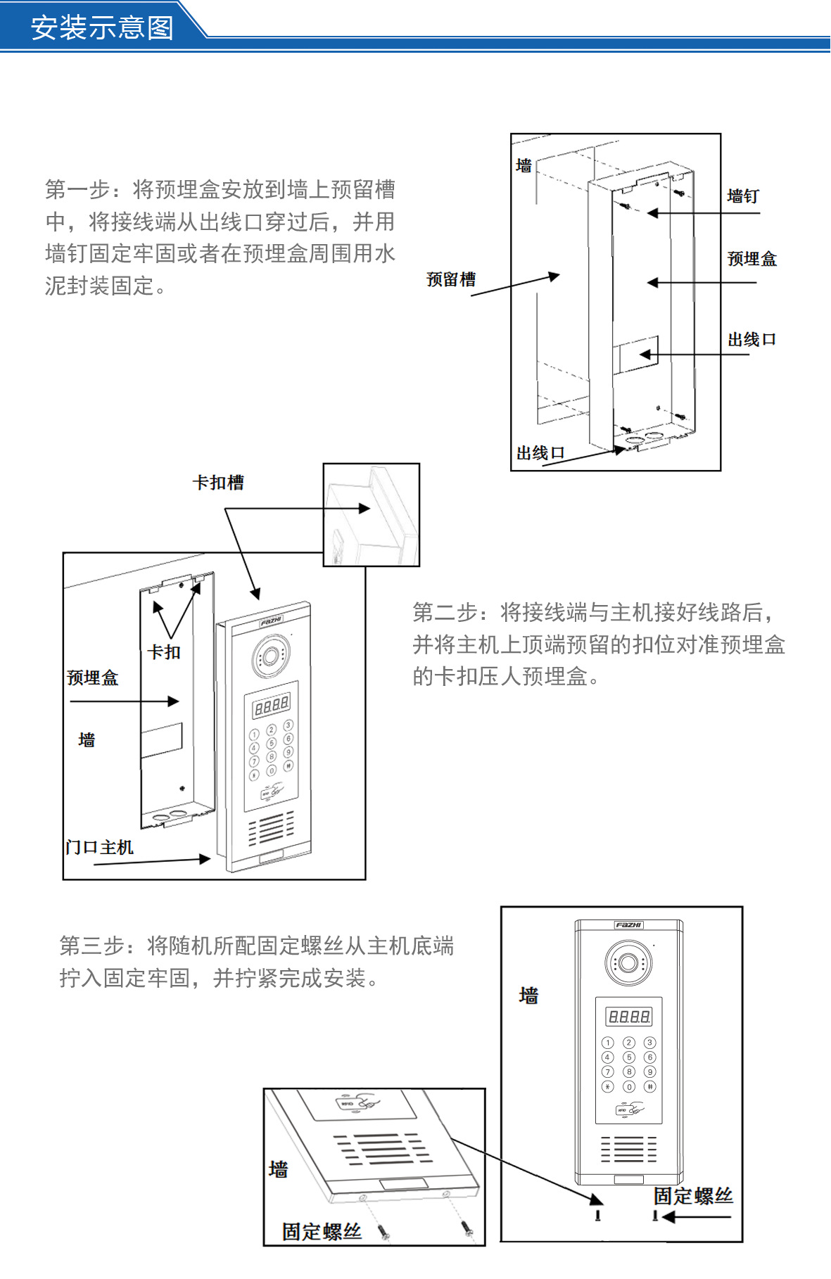 钢圈总成与单元门对讲主机