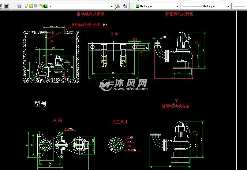 潜水泵与电动给料机零件安装图