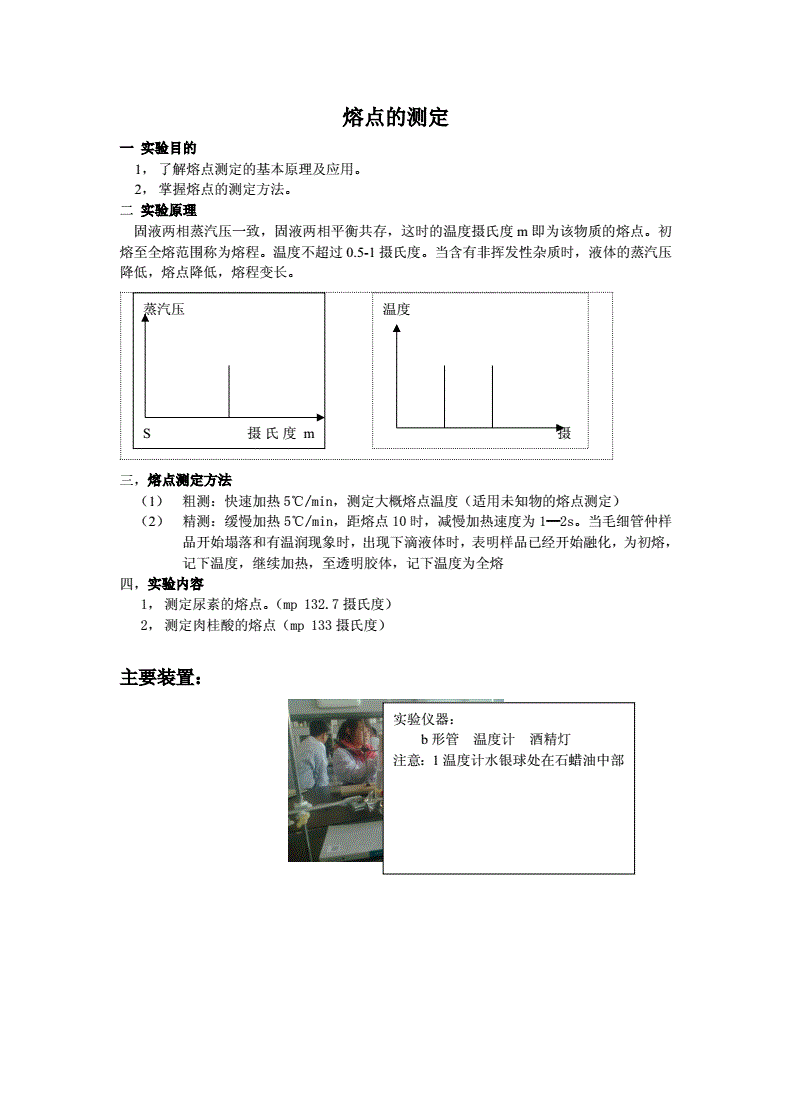 电动工具与有机物熔点的测定实验报告仪器装置