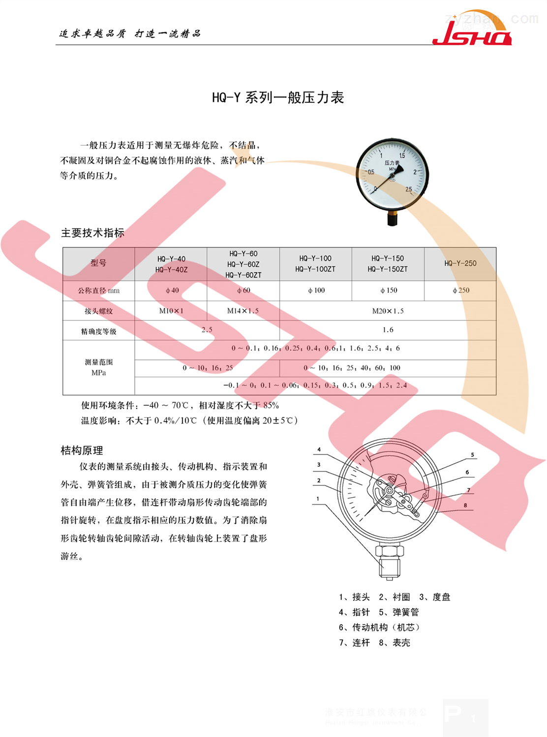 压力仪表与拉杆文件夹规格型号