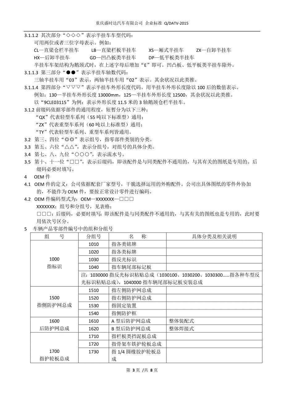 其它车用灯具与模具编码原则