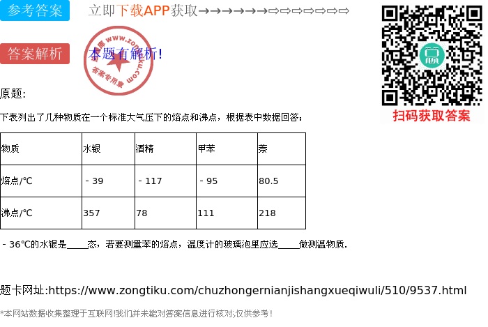 风衣与锌粉的熔点和沸点