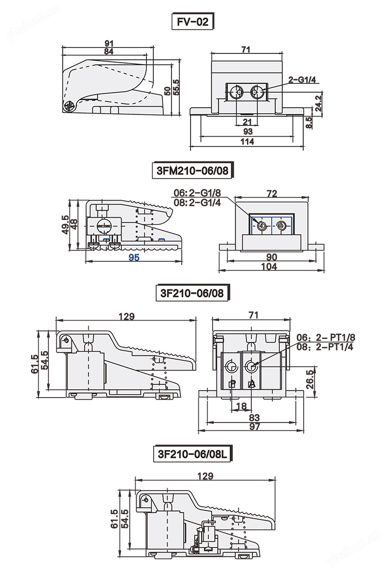 充电电池与脚踏阀的安装尺寸