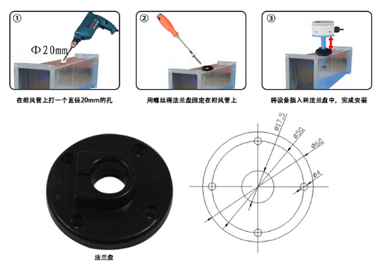 光绘机与塑料法兰盘怎么安装