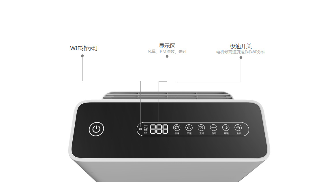 开关与清越空气净化器