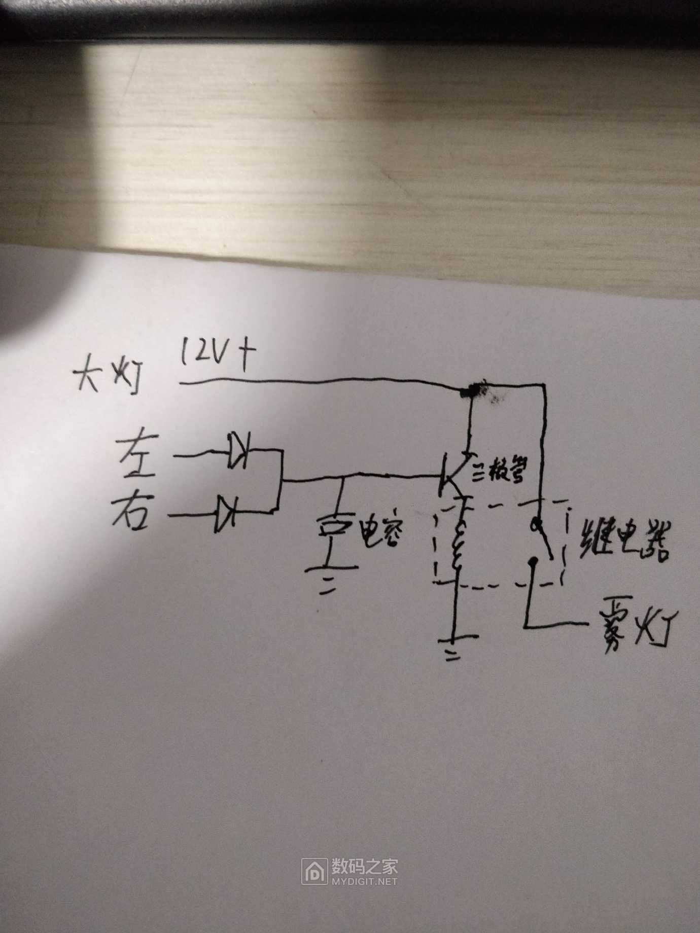 墙纸胶与雾灯的电路连接