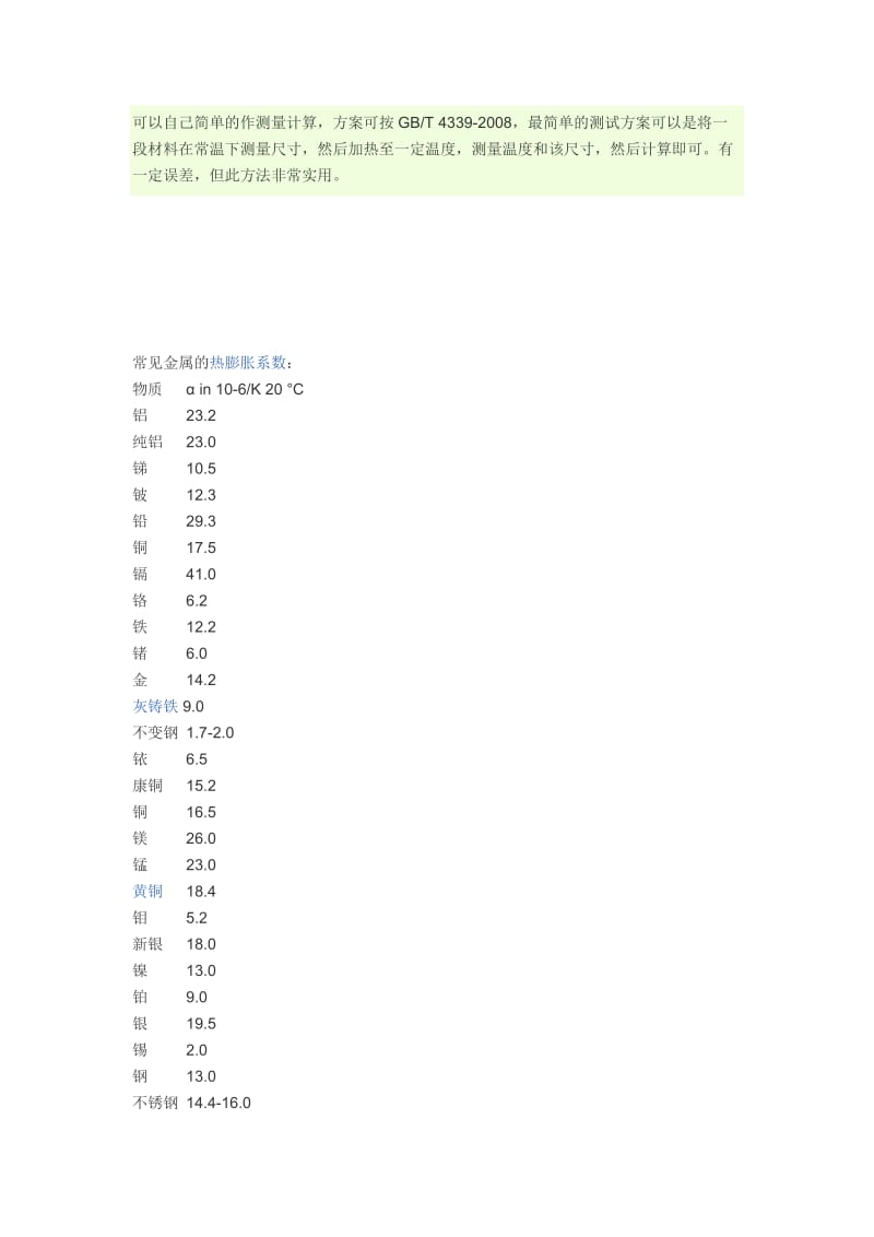 铜与保健产品与氟塑料膨胀系数是多少