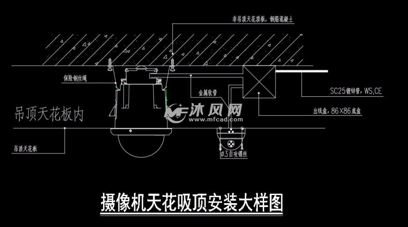 网络摄像机与广告牌吊顶框架结构图