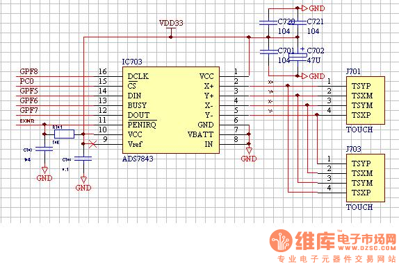 触摸屏与网络测试仪电路图