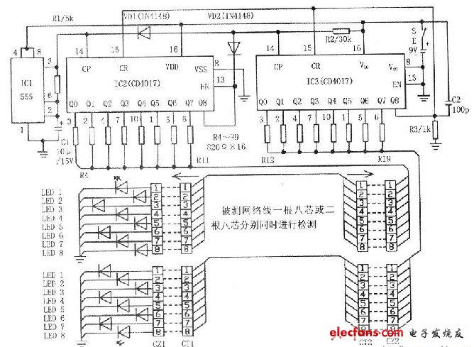 鞋模与网络测试仪电路图