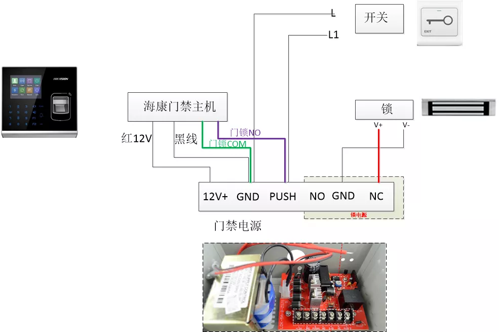 电热板与漩涡泵与防盗门布线连接