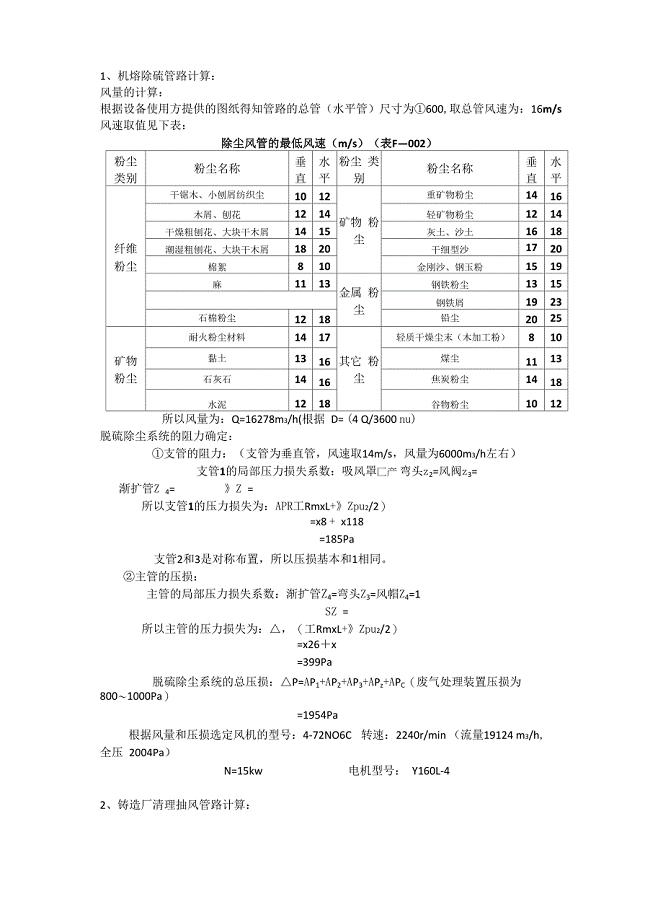 仪器仪表配附件与送风机风量计算公式