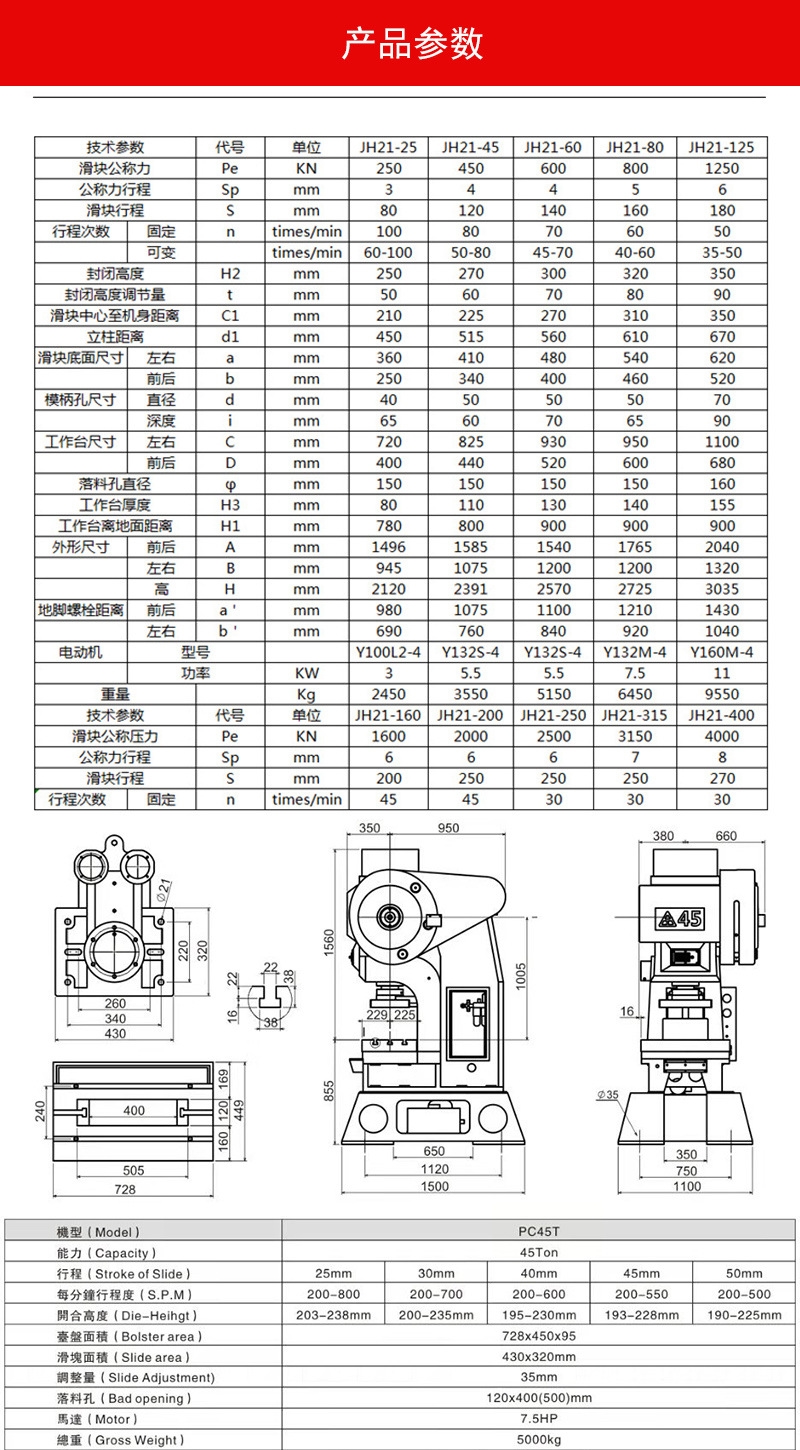 摄像头与160t冲床参数