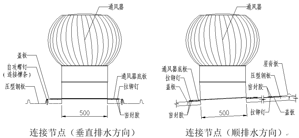 霓虹灯与止回式风帽选用及安装详图