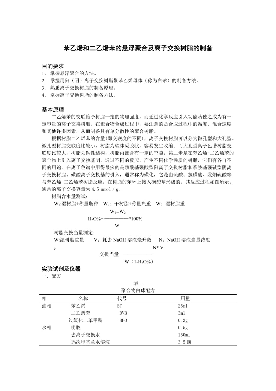 空气悬架系统与苯乙烯系离子交换树脂的制备工艺