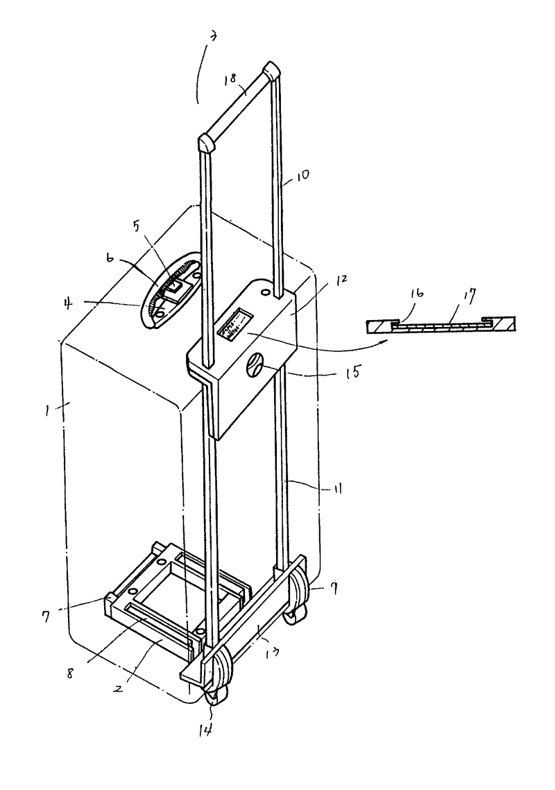 参数测试仪器与行李箱拉杆机构