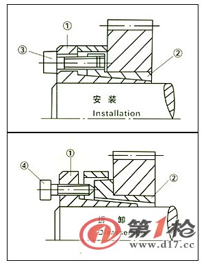 钻套与套丝机垫片安装正丝构造图