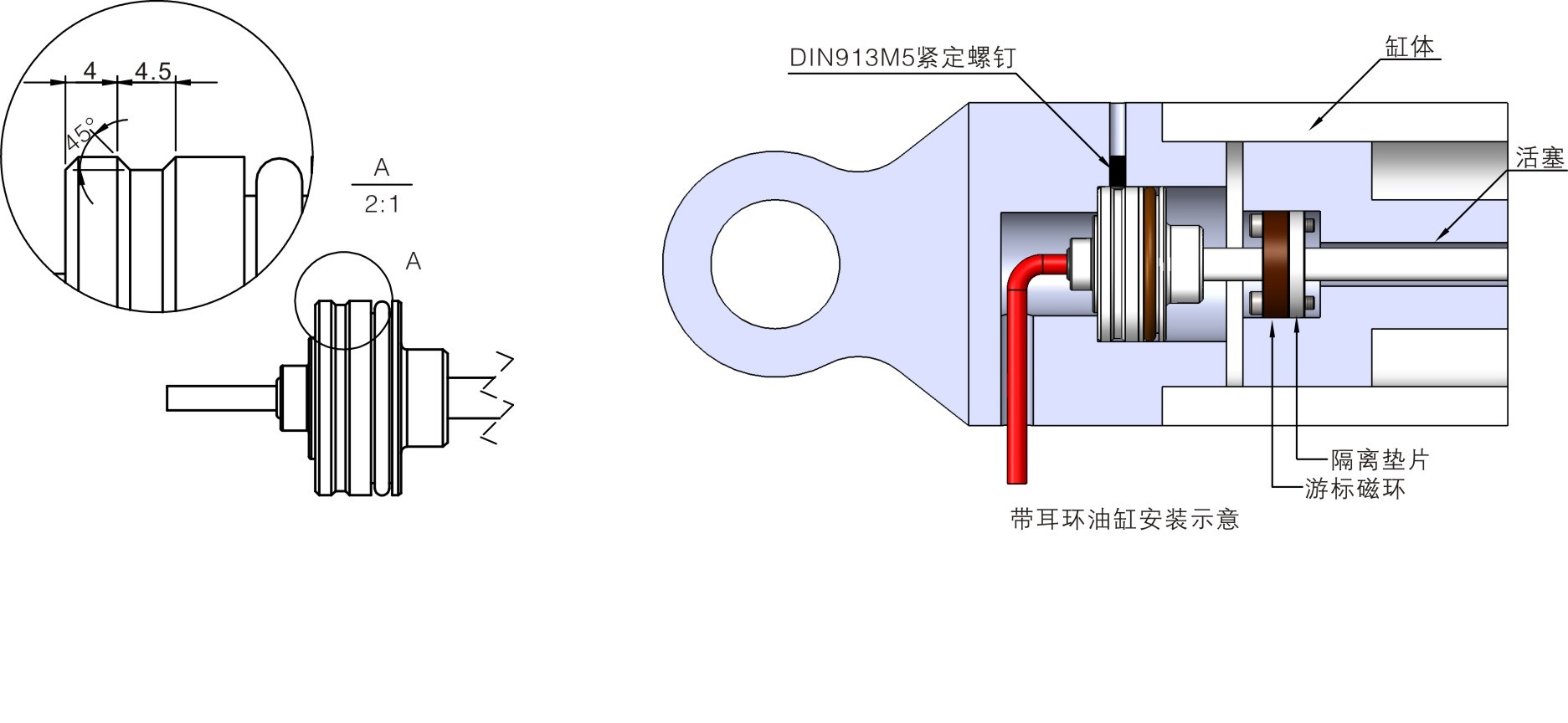 开关/灯头与套丝机垫片安装正丝构造图