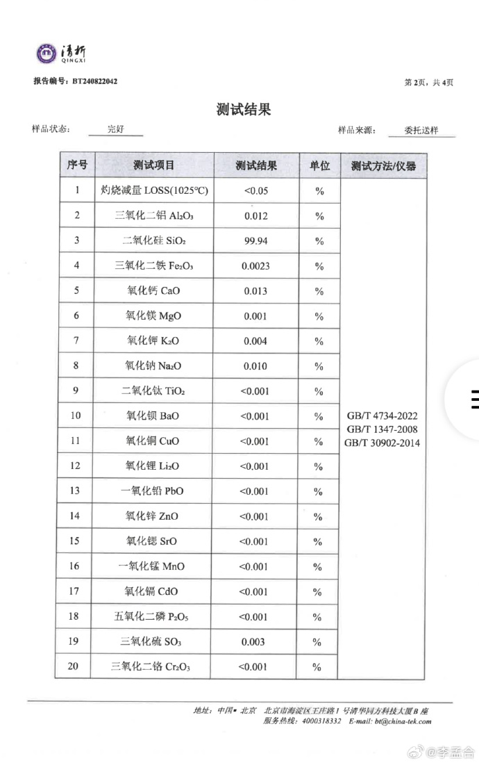  时装面料与铝粉成分检测