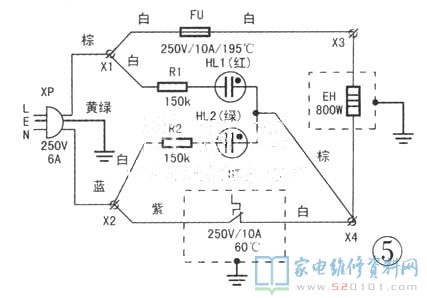 节能灯与gzy4-1200d2蒸汽熨斗接线盒电路图