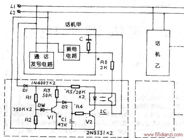 触摸屏电话机与gzy4-1200d2蒸汽熨斗接线盒电路图